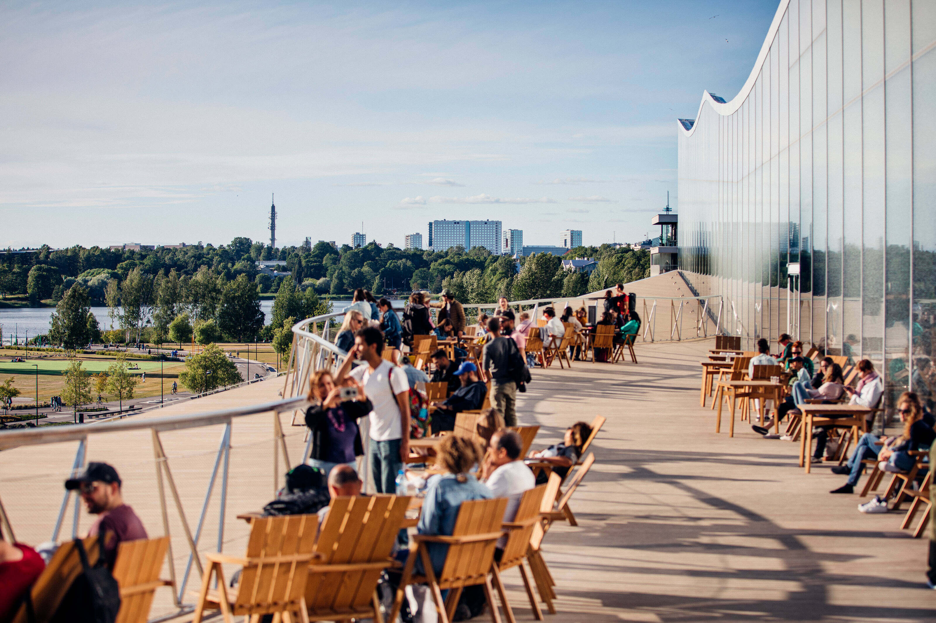 A scenic view from the terrace of Oodi, Helsinki's central library. - Jussi Hellsten, Helsinki Partners A scenic view from the terrace of Oodi, Helsinki's central library. - Jussi Hellsten, Helsinki Partners
